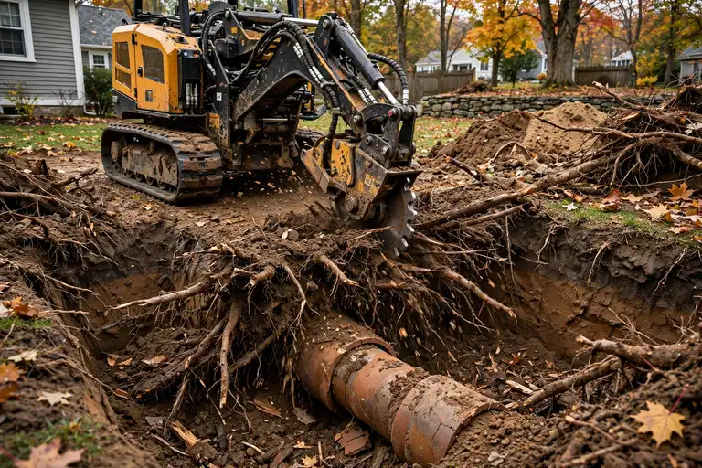 Tree Root Removal in North Reading, MA — Sewer Line Repair Works