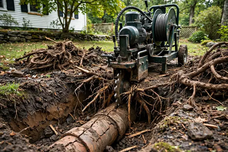 Tree Root Removal in Reading, MA — Sewer Line Repair Works