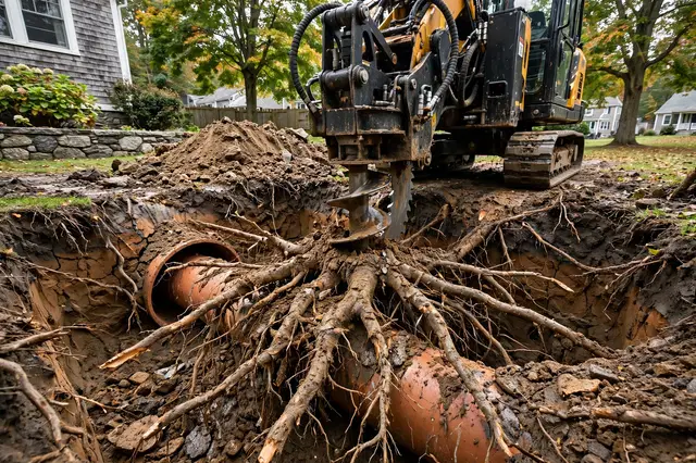 Tree Root Removal in Revere, MA — Sewer Line Repair Works