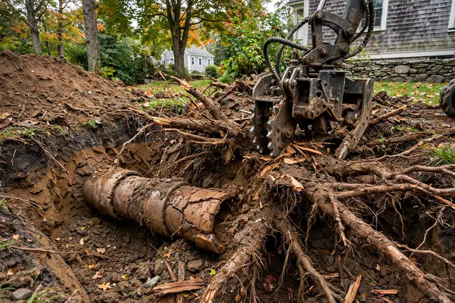 Tree Root Removal in Woburn, MA — Sewer Line Repair Works